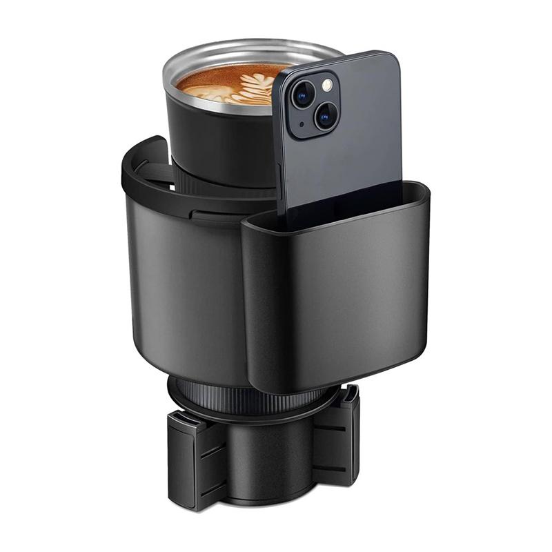 

Car Cup Holder Expander Cupholder Adapter Multipurpose Auto Interior Expandable Organizer Storage Accessories With Phone Holder чёрный