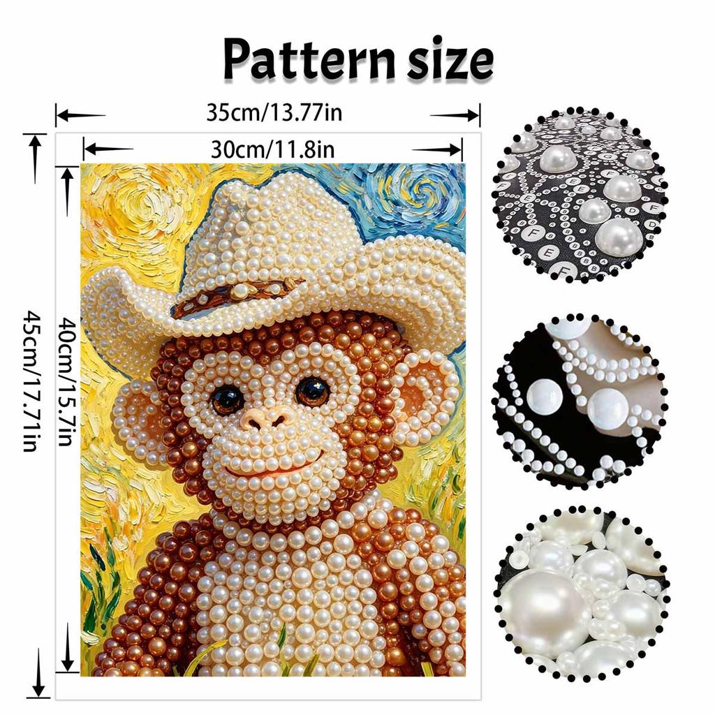 Cowboy Monkey Pearl Painting Handmade Diy 5D Pearl Painting Kit Home Wall Decoration Art