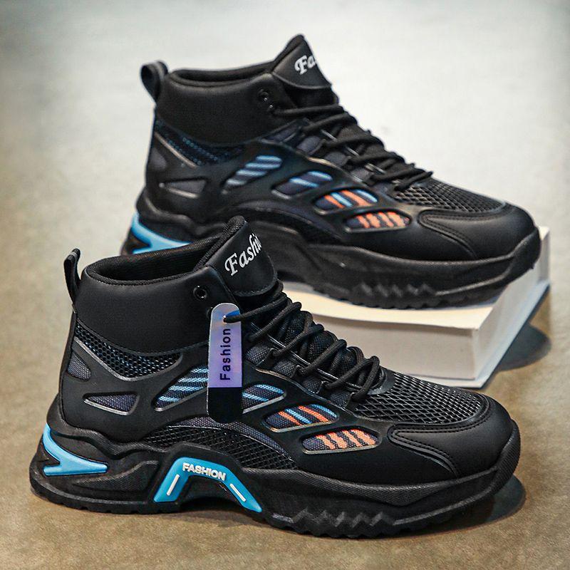 High Top Mesh Upper Breathable Thick Platform Men's Casual Sneakers Basketball Trends Low Price High Quality Male Sports Shoes