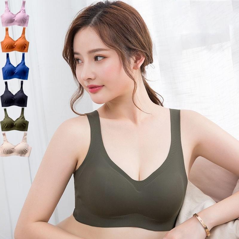 Non-marking Underwear Women's Non-steel Ring Gathering Sports Bra Thin Plus Size Vest Sleep Bra Sports Gathering Shockproof Underwear