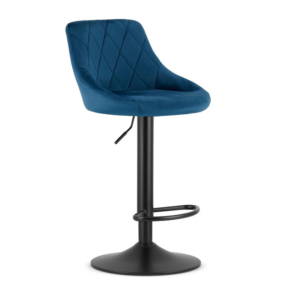 KAST Stool - Navy Blue Velvet / Black Base