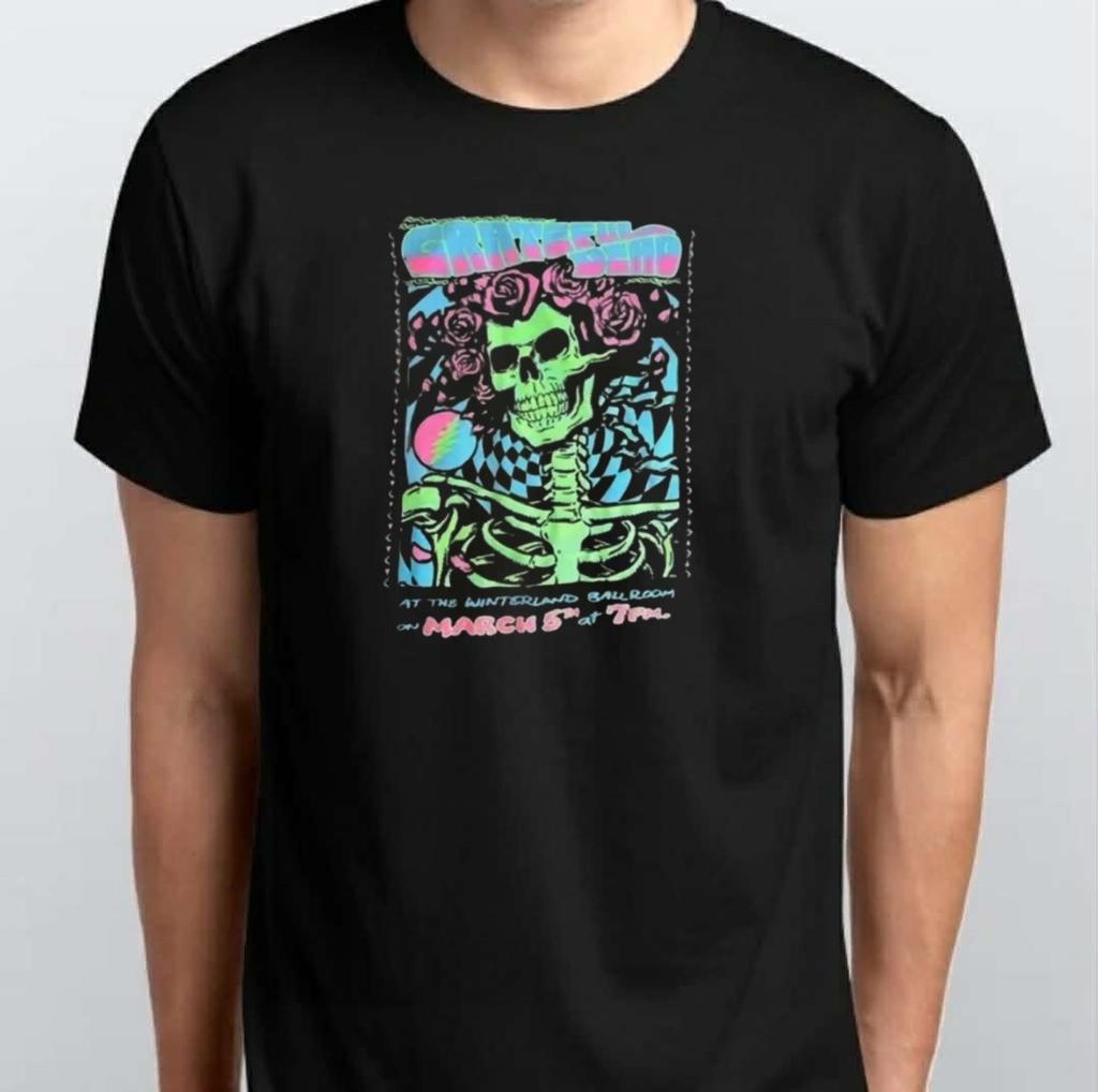 Grateful Dead Liquid Blue Winterland Tour T-SHIRT S M L XL XXL 3 4 XL Black