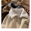 Felpa Uomo in Velluto a Coste con Collo a Polo Vestibilità Larga Manica Lunga Top Casual