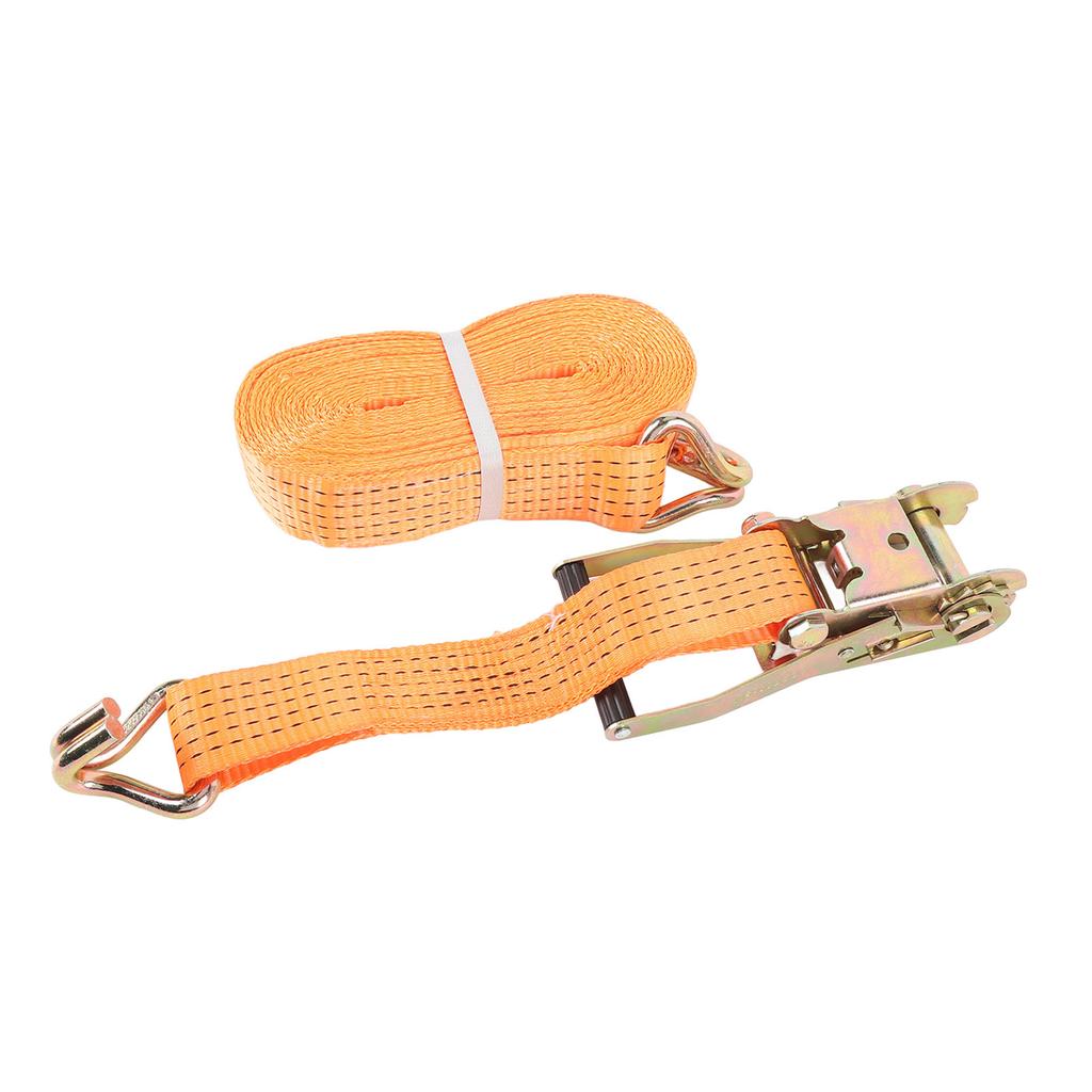 1 Set Tie Down Strap Orange Color Carbon Steel and Nylon 2500KG Working Tension Heavy Duty Ratchet