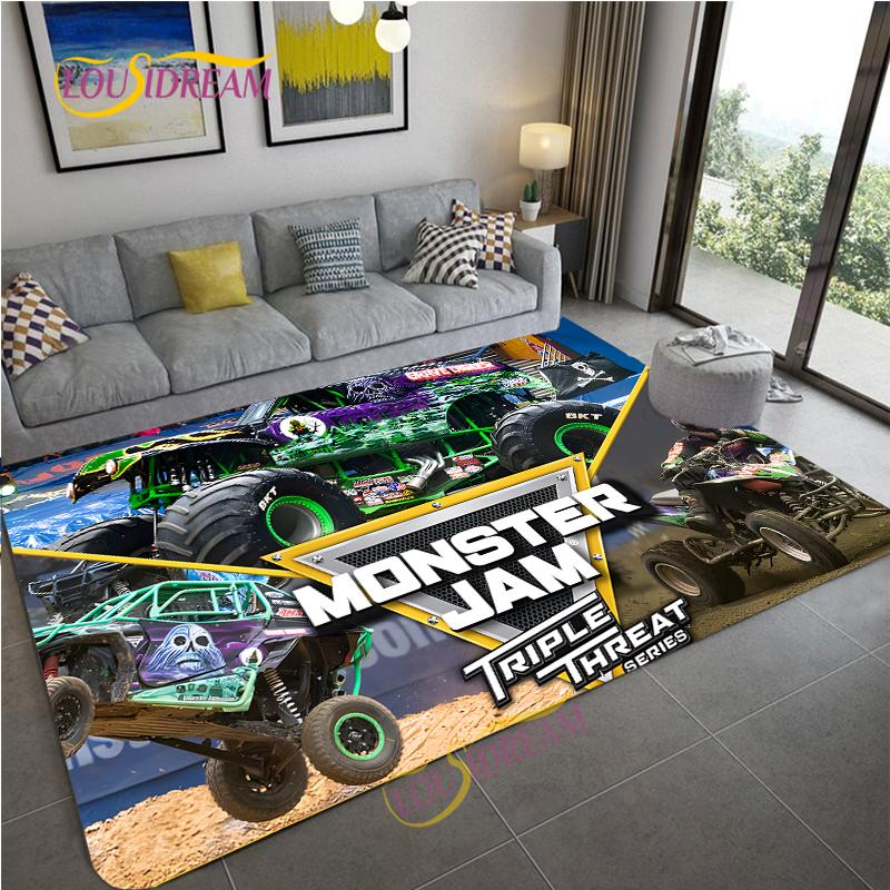 Monster Jam Truck Game Carpet for Living Room Bedroom Rug Kitchen Kids Door Unslip Floor Mat Birthday gift photography props Rug