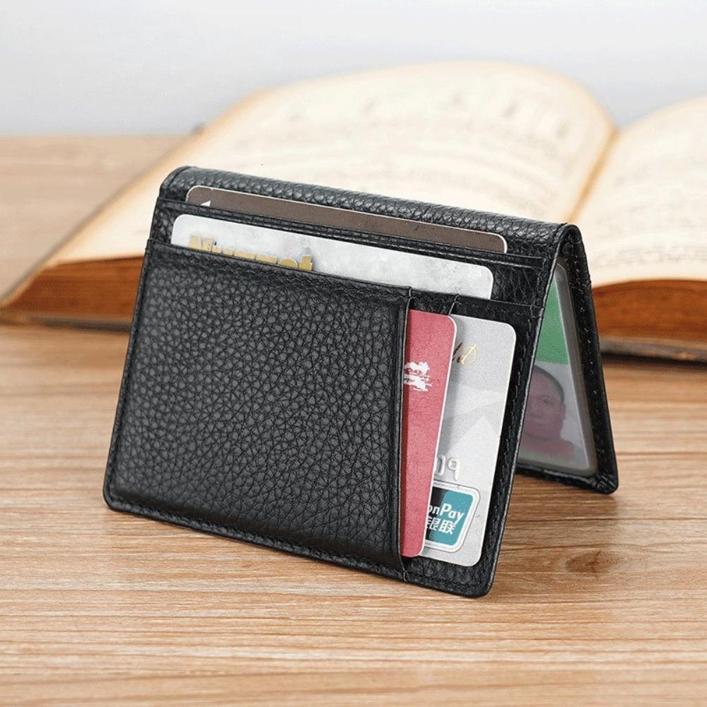 Portafoglio Morbido Super Sottile Vera Pelle Mini Porta Carte di Credito Portamonete Sottile Piccoli Porta Carte Portafoglio da Uomo Minimalista
