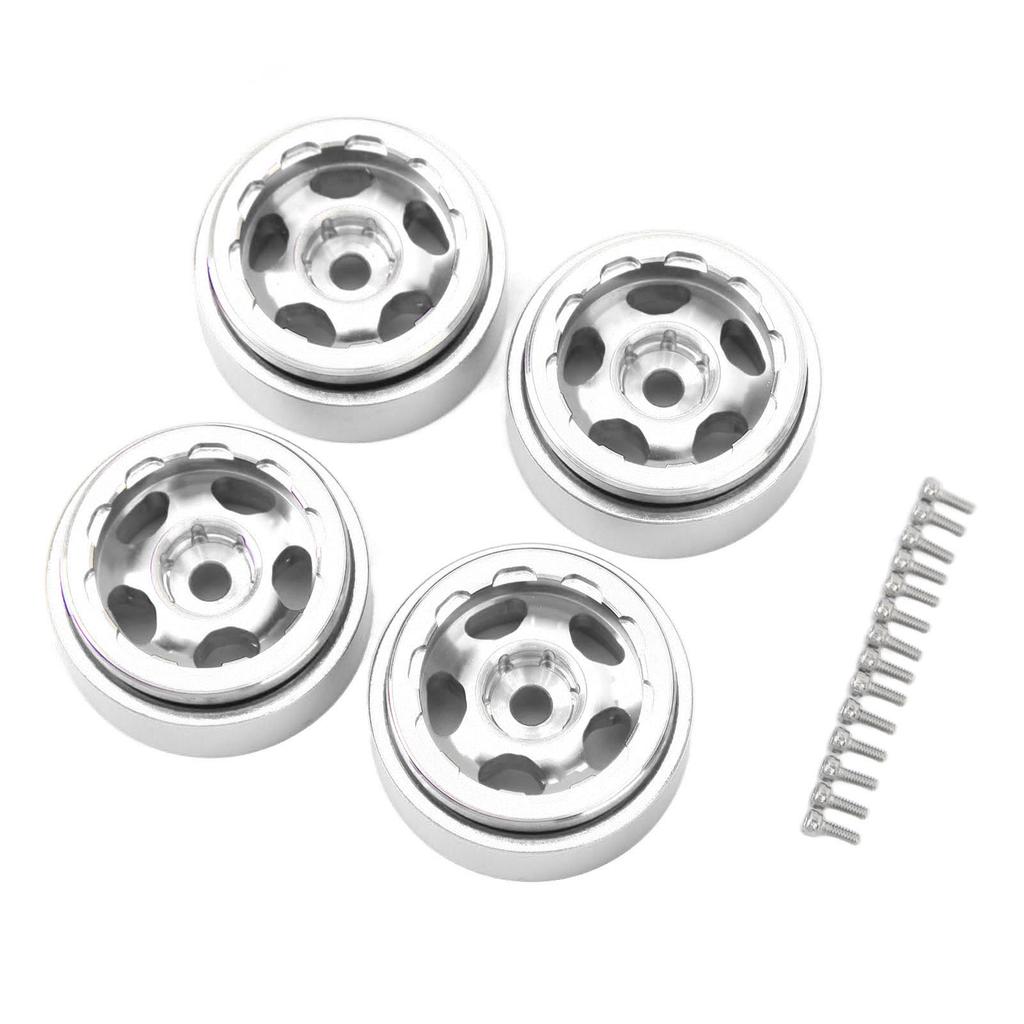 4pcs RC Car Beadlock Wheels Rims Wear Resistance Aluminum Alloy 1.0 Inch Wheels Rims for Traxxas