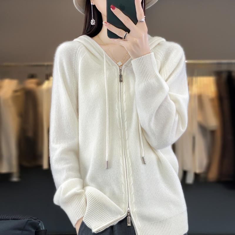 Women's 100% Wool Hooded Zip-Up Cardigan Sweater – 25th Anniversary Edition
