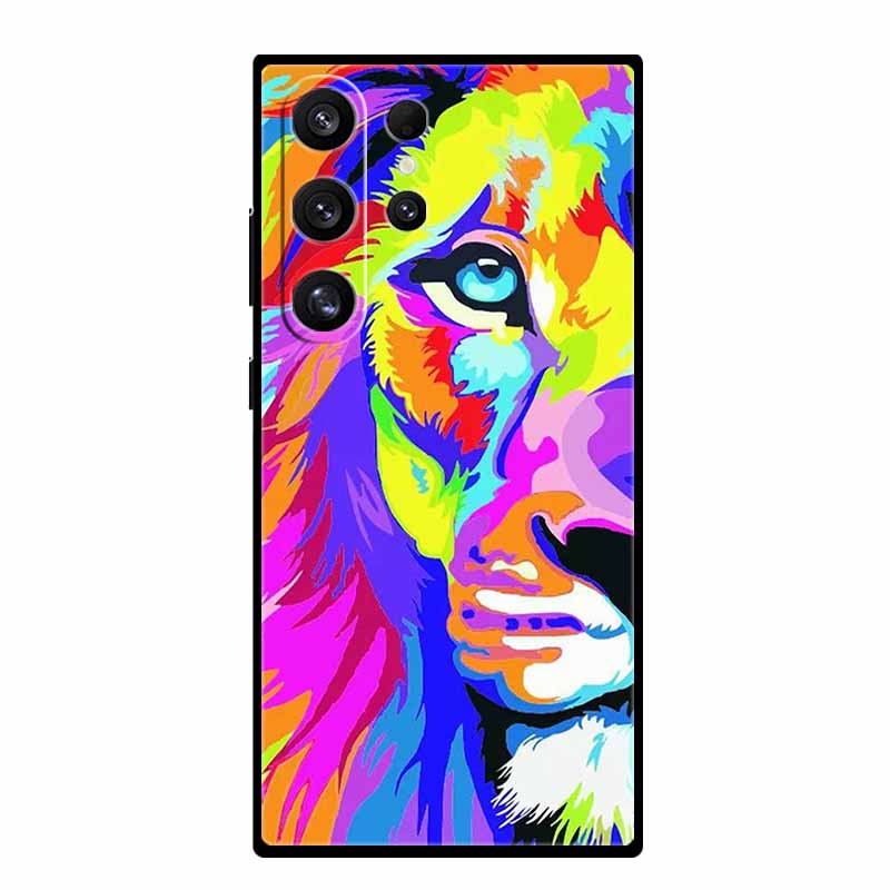 

For Samsung Galaxy S25 S24 S23 S22 S21 Ultra Cover Luxury Paintings Black Silicone TPU Cases Painted Cartoon Flower Bumper Shell Galaxy S25 Ultra