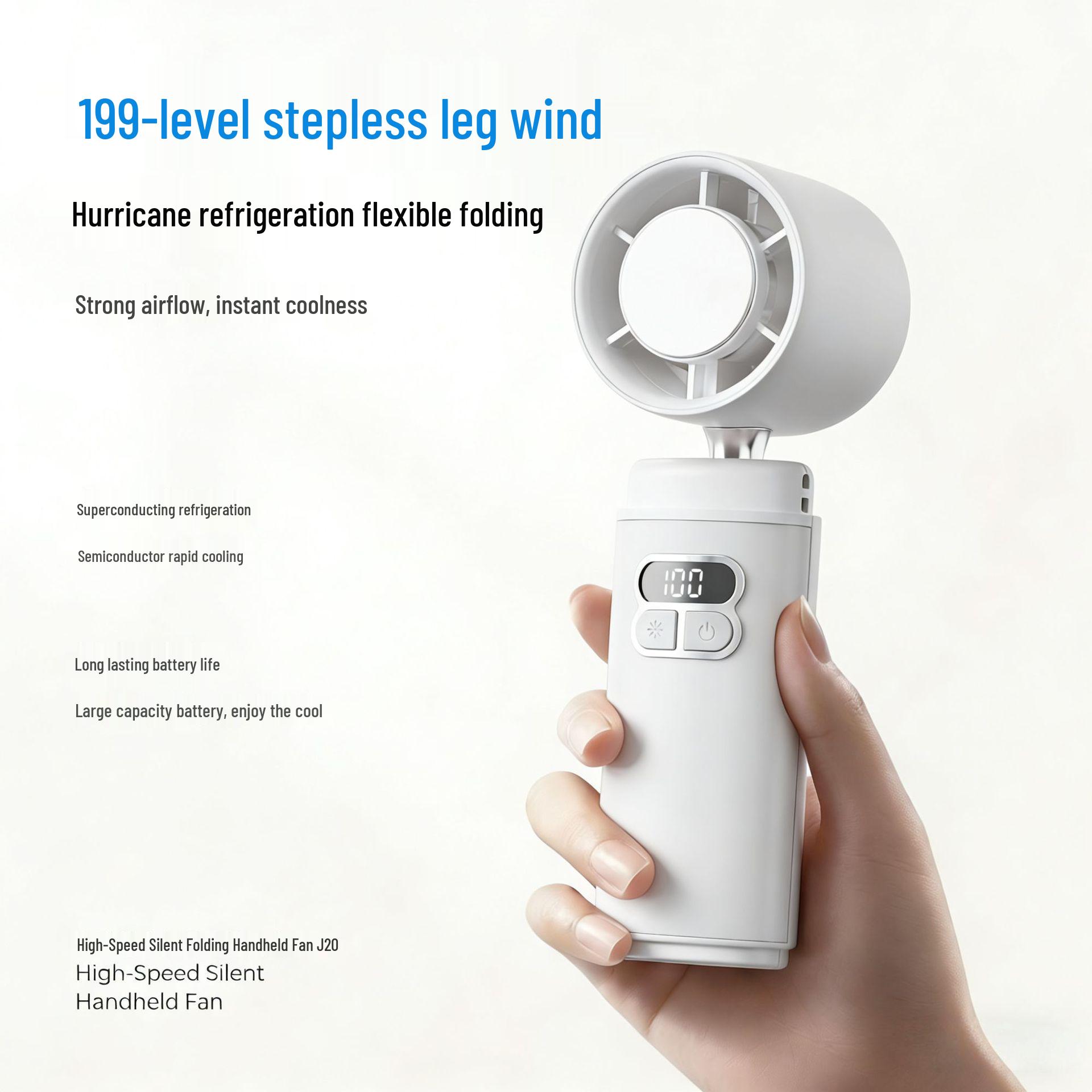 

2025 High-Speed USB Rechargeable Foldable Semiconductor Cooling Handheld Fan 57.8*56.2*168.9 mm белый