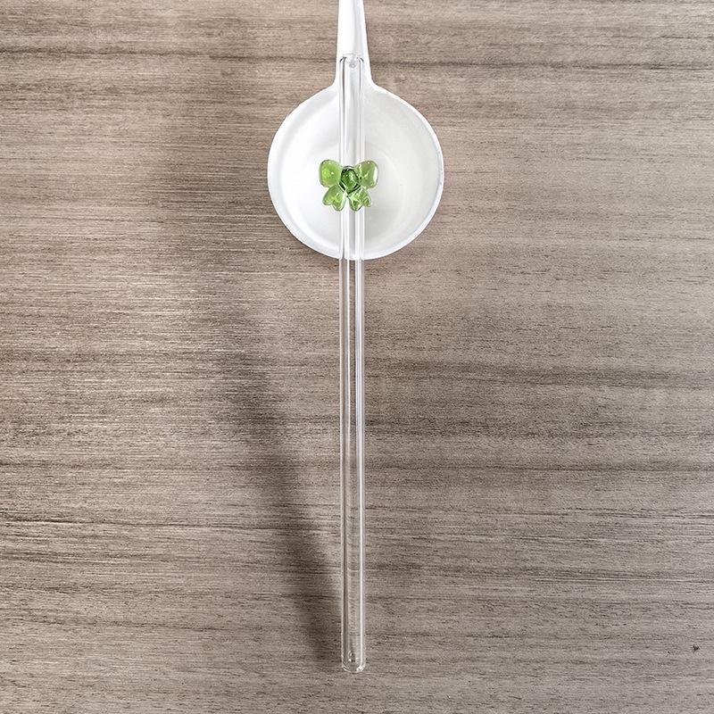 Transparent Bent Butterfly Glass Straw for Juice & Milk - High Temperature Resistant Stirrer