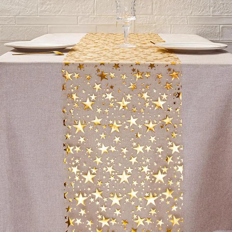 Glitter Bling Star Table Runner - 28CM×280CM Thin Metallic Mesh, Great for Wedding, Holiday, Christmas & Party Decor
