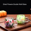 200ml Dvoustěnný hrnek z čirého skla s vysokým obsahem borosilikátu Skleněný šálek na čaj se sušenými květinami Kávový hrnek s uchem Žáruvzdorné šálky na čaj