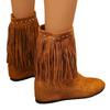 Large size rivet western cowboy boots women's boots flat bottom solid color fringed boots wish source