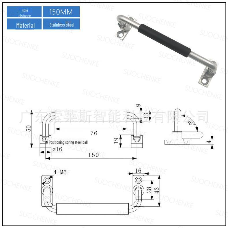 304 Stainless Steel Heavy-Duty Folding Handle for Industrial Equipment