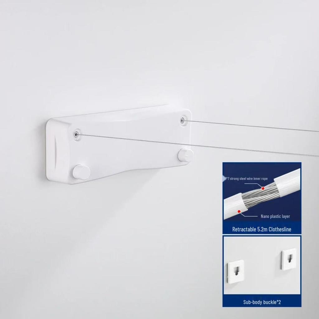 Invisible Retractable Clothesline: Wall-Mounted Stainless Steel Rope Rack for Indoor Drying