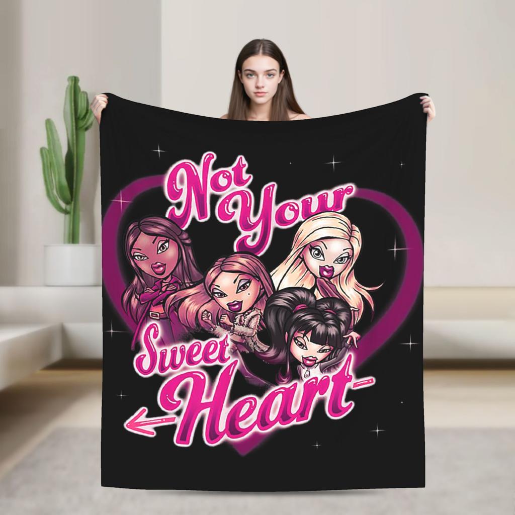Bratz City Girls Asthetic Y2kchildhood Blanket Plush Funny Soft Throw Blankets for Home Textile Decor