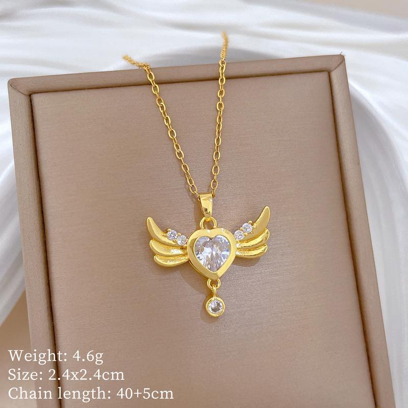 Kupfer-Mikro-Intarsien Leichter Luxus Mode Persönlichkeit Temperament Wunderschöne Voll-Diamant-Halskette Damen Vielseitige Schlüsselbein-Kette Titanstahl