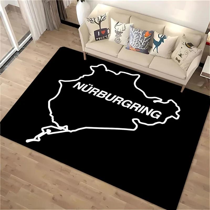 3D HD Nurburgring F1 International Track Rug,Carpet for Living Room Bedroom Sofa Doormat Decor,Kid Game Non-slip Floor Mat Gift