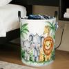 1pc Jungle Animal Print Foldable Laundry Basket with Sturdy Handle - Capacity Storage Hamper Suitable for Room,, Dorm, Space-Saving Design, for Clothe