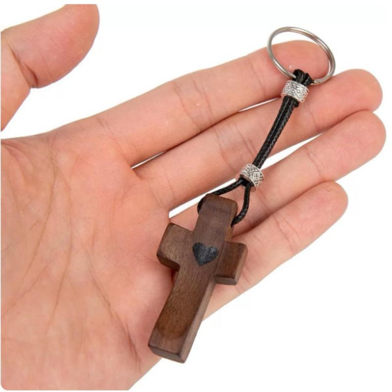 1PC Black Walnut Thumb Cross CNC American Solid Wood Handle Crossmy Wooden Cross