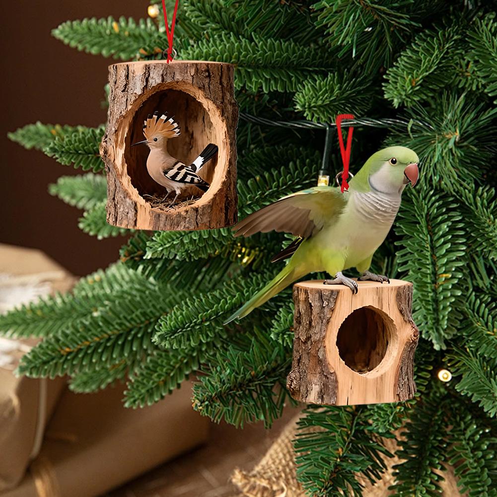 Christmas Wooden Tree Ornaments Forest Animals Bird Decoration Parrot Woodpecker Hummingbird Hanging Decor Home Holiday Gifts