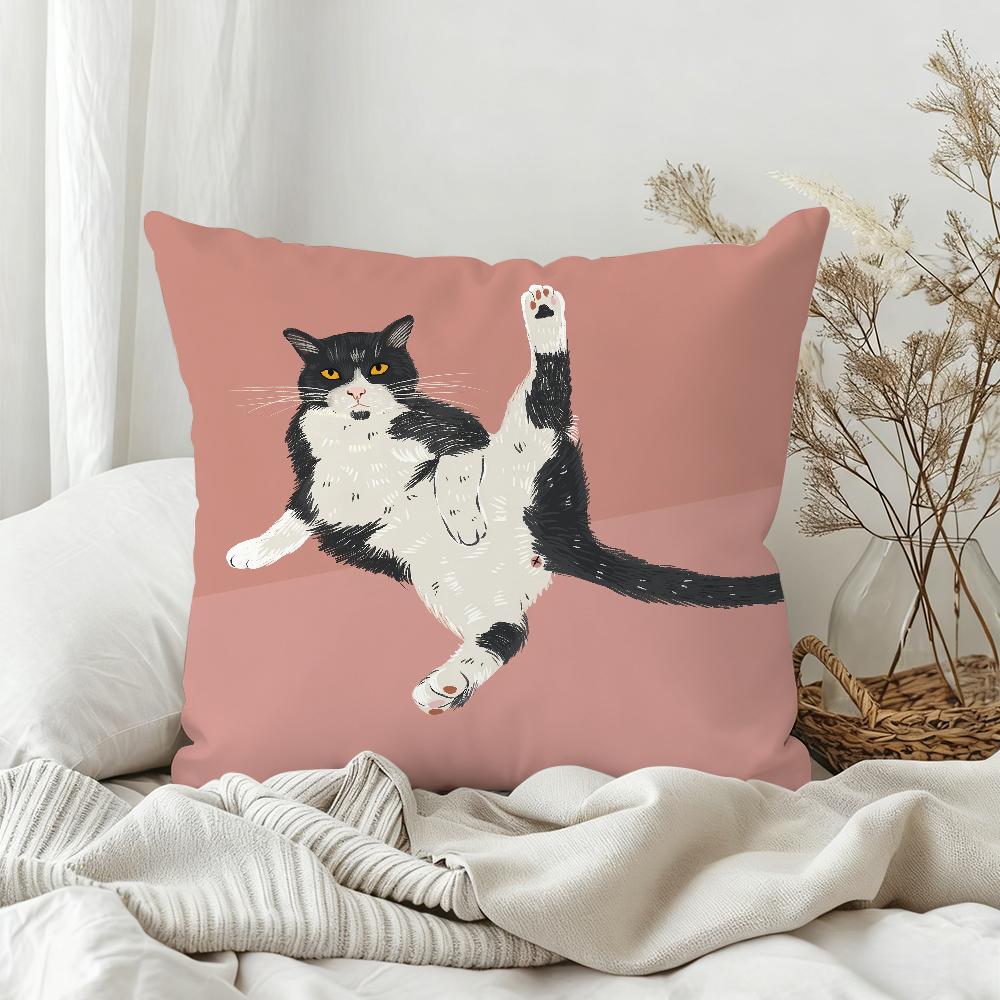 Cat Is Leisure Life Pillow Case Sofa Living Room Bedroom Headboard Backrest Square Cushion Nap Time