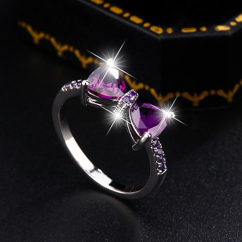 Delicate Purple Zircon Butterfly Ring Ladies Shiny Zircon Ring Jewelry Anniversary Engagement Ring Bestseller Jewelry