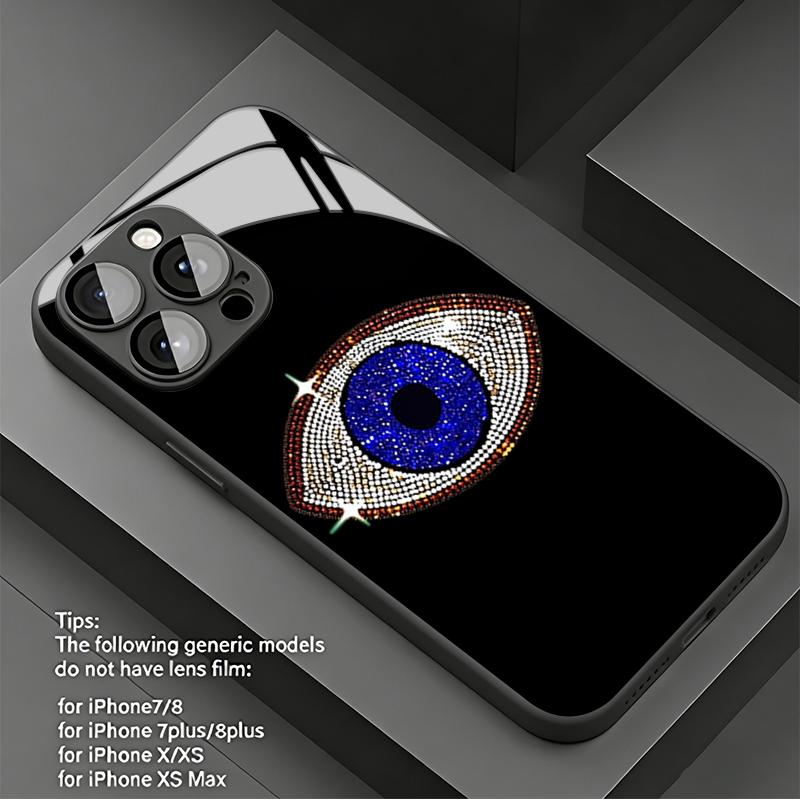 Vogue Dark Blue Eyes Tempered Glass Phone Case For Samsung Galaxy S26 Ultra S25 S24 Plus 5G S23 FE S25 Ultra Protection Cover