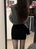 Chic Black V-Neck Long Sleeve Dress - Autumn/Winter Hip-Hugging Style for Women