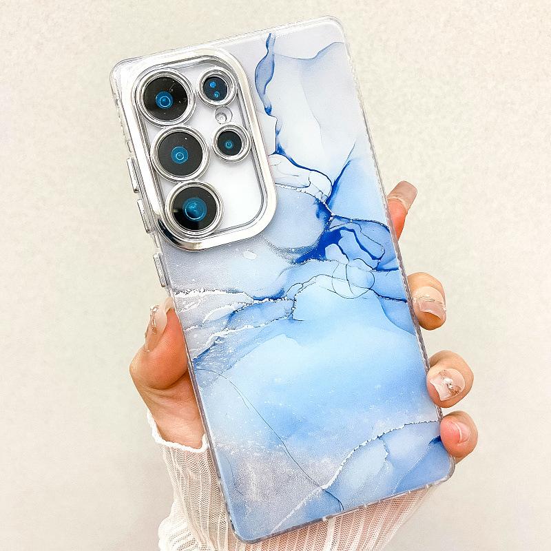 Suitable for New Samsung S25 Ultra Mobile Phone Case S24plus Double Sided Coated Imd Electroplated Marble A55 Case