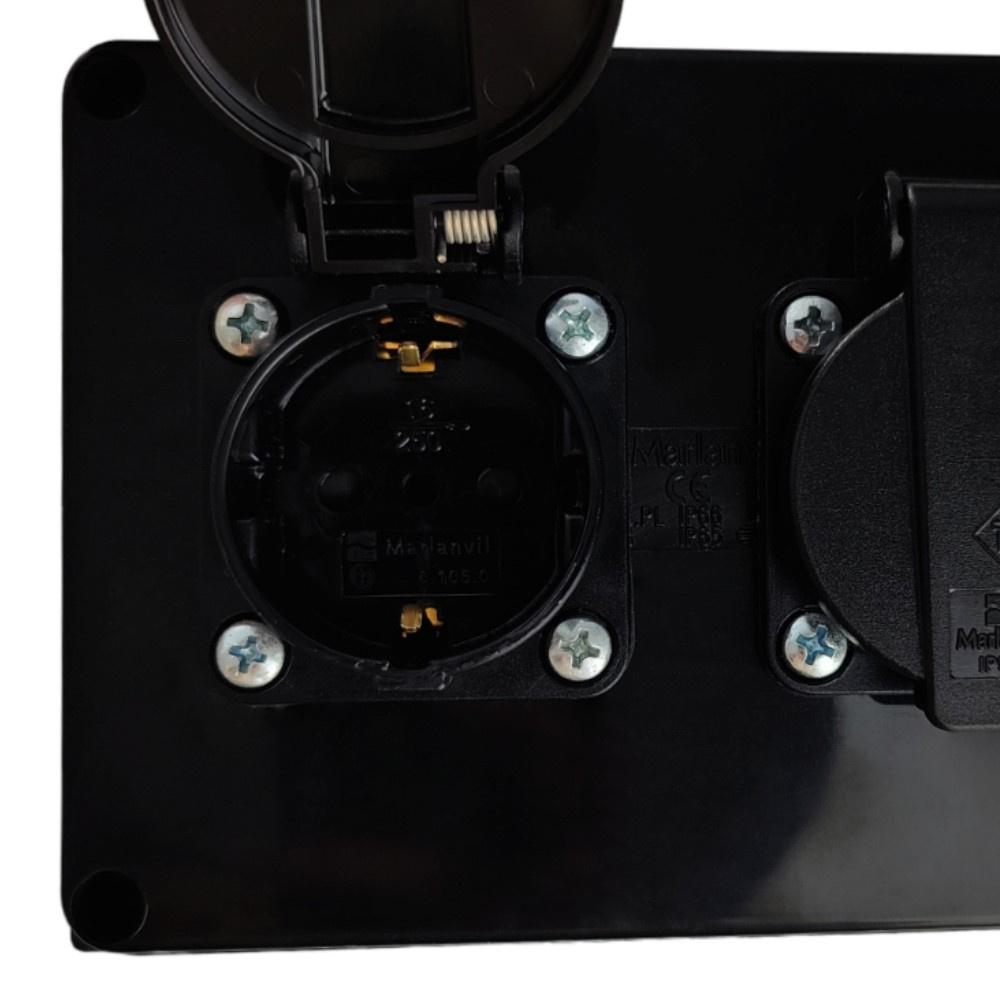 Hermetic Junction Box with 2x230V Schuko Sockets IP54 Surface-Mounted Power
