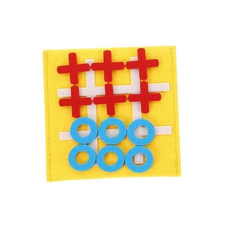 Mini Felt Nine-Square Grid Kids' Puzzle Game - Early Education Jigsaw & Tic-Tac-Toe Board with Felt Bag
