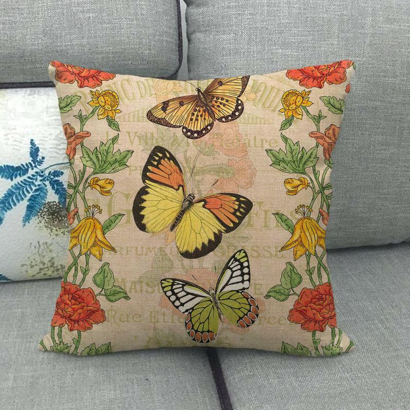 Nordic Butterfly Flower And Fruit Farm Digital Printing Short Plush Pillow Covers For Car Sofa Office Cushion Cover Home Goods