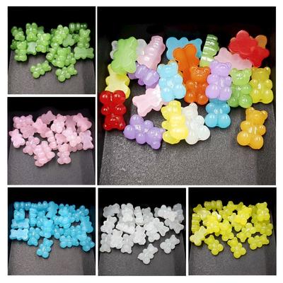 DIY Jelly Bear Beads Bracelet Necklace Luminous Candy Color Vertical Hole Hairpin Material Handmade Accessories Fashion 10pcs