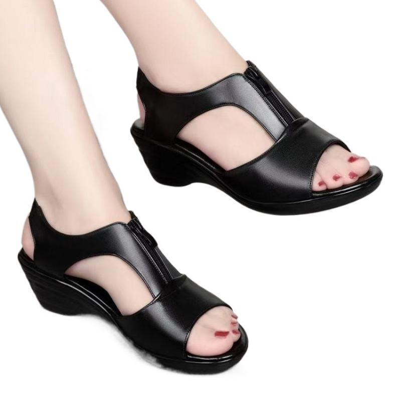 New Women Shoes Fashion Versatile Comfort Sandals Simple Breathable Slope Heel High Heels Casual Retro Daily Sandals Zapatos
