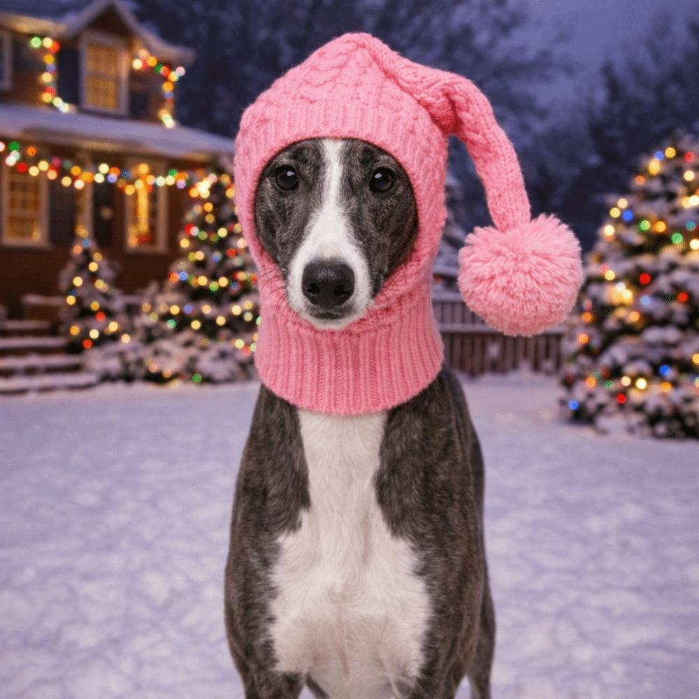 Puppy Hood Stretchy Dog Knitted Hat Cozy Warm Dog Headgear with Ball Ears Cover Pet Head Wrap Daily Use