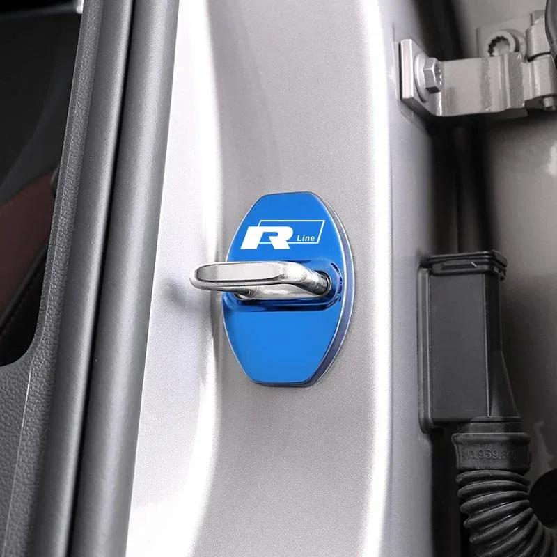 WGLRK1 4Pcs for Volkswagen VW Rline Jetta Santana Golf Polo Lavida Tiguan T-Cross Passat Bora Car Door Lock Cover Protect Buckle Case