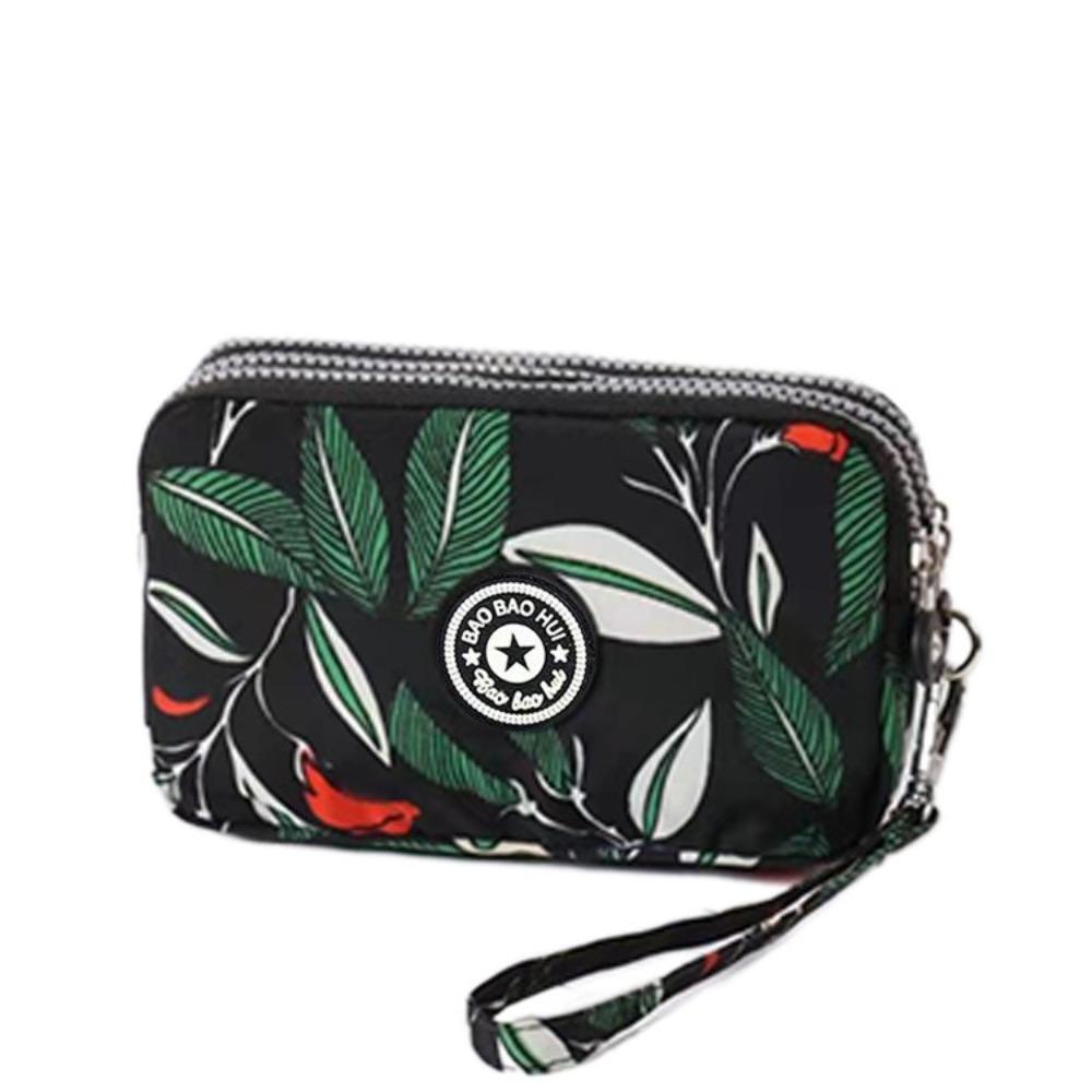 Durable Three Layers Coin Purse Large Capacity Zipper Coin Bags Oxford Cloth Waterproof Pouch Purse