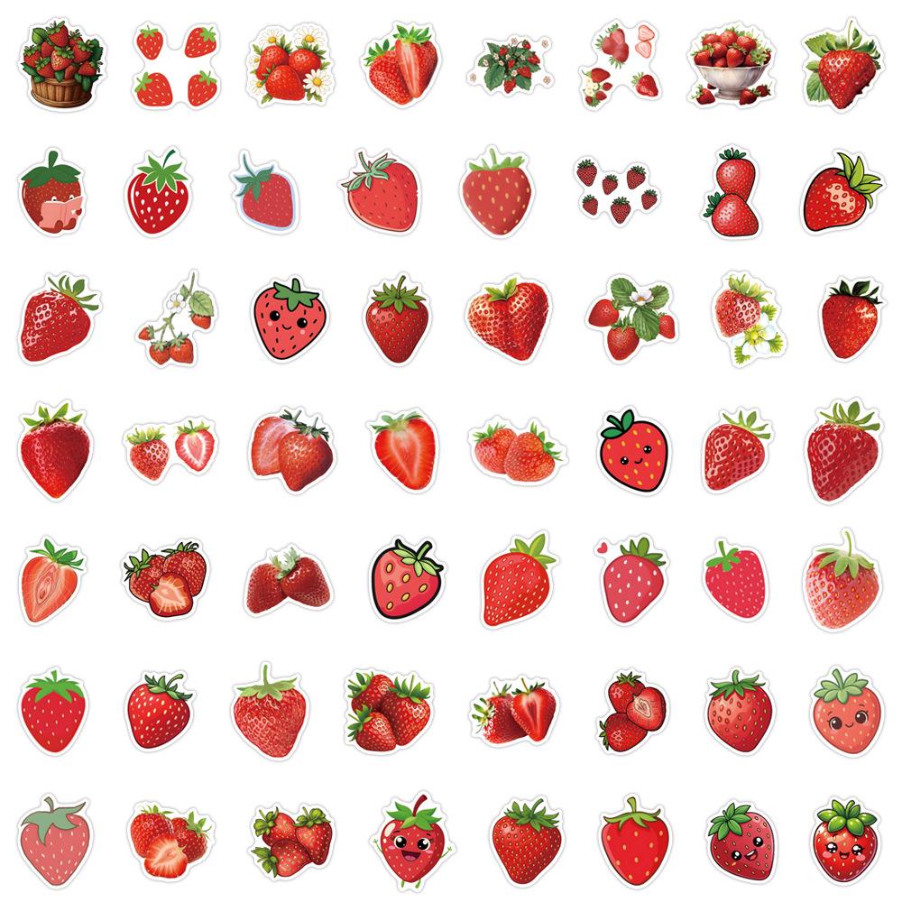 55 Pcs Strawberry Cartoons Graffiti Stickers: Waterproof & Perfect for Skateboards and Decorations