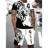 Casual Everyday Short Sleeve+ Shorts 2PCS Set Cool The Lion King 3DPrint T-Shirt +Drawstring Short Set Men's Set Camping