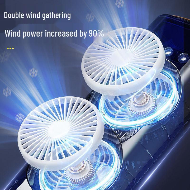 Dual Head Shaking Desktop Fan with Ice Mist and Three Air Outlets