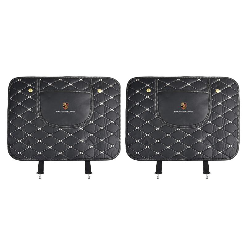Leather Car Anti-Kick Mats Auto Seat Back Protector Cover For Porsche 911 Cayenne Panamera Macan Boxster Carrera-GT 928 918-Spyder