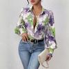2026 New European and American Style 3D Printed Shirt Women's Long Bubble Sleeves Loose Fashion Commuter Shirt Spring and Autumn