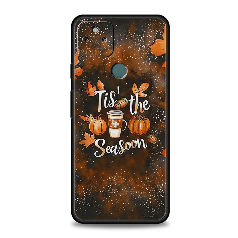 Pumpkin Autumn Leaves Coffee Phone Case Cover for Google Pixel 10 9 8 7 6 9A 8A 7A 6A Pro Shockproof Soft TPU 9 Pro XL Shell Bag