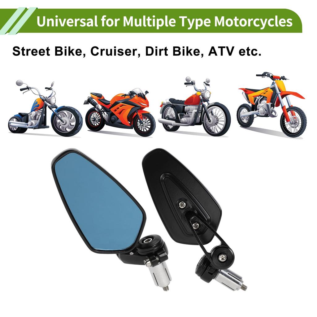 HOPESPANNER Universal Motorcycle Rear View Mirror Adjustable Side Rear View Mirror Aluminum Alloy 1 Set Black M6 Prismatic Shape