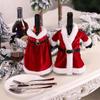 Red Wine Christmas Dining Table Set with Fashion Christmas Wine Bottle Covers Decoration