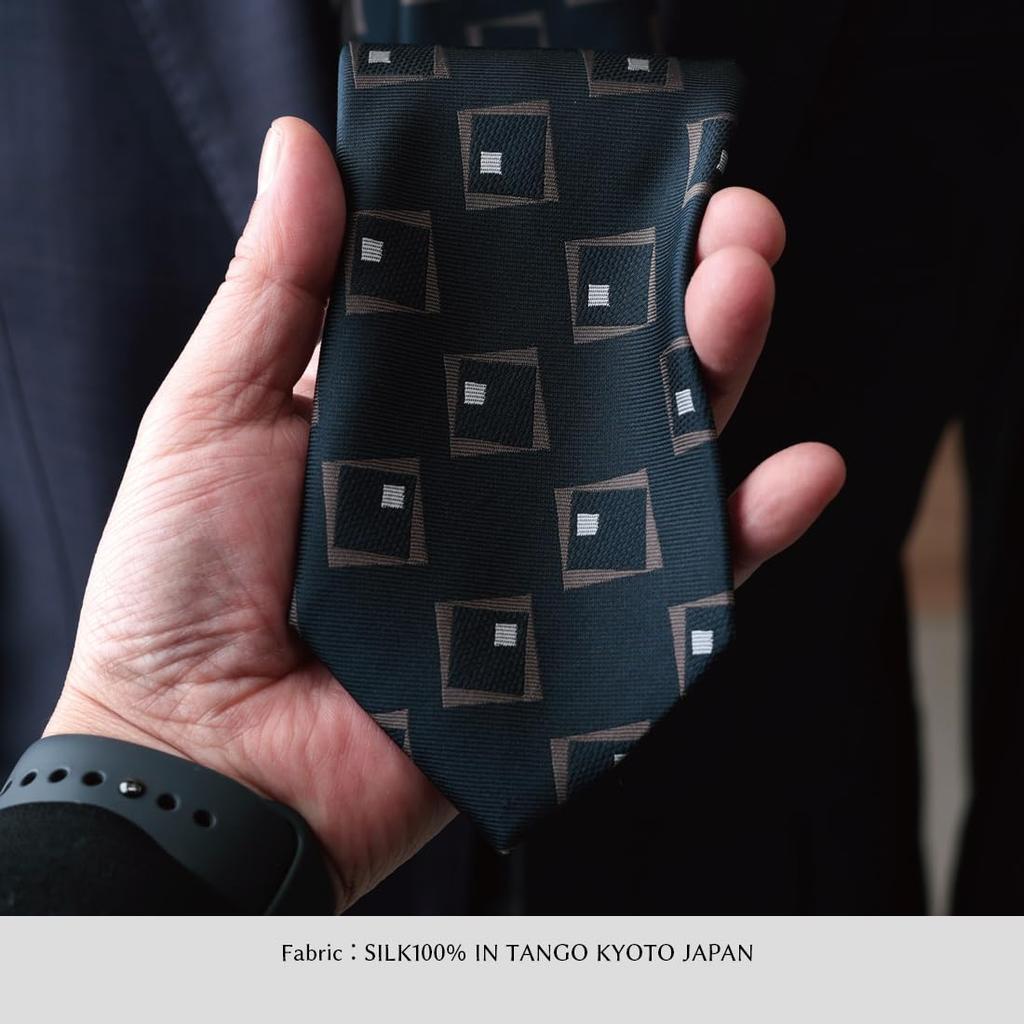 Kyoto Small Made In Domestic Square Pattern [Y&TAILOR] Necktie, Tango-made, 100% Silk, Solid, Plain, Stripe, Herringbone, Pattern, High-Quality,