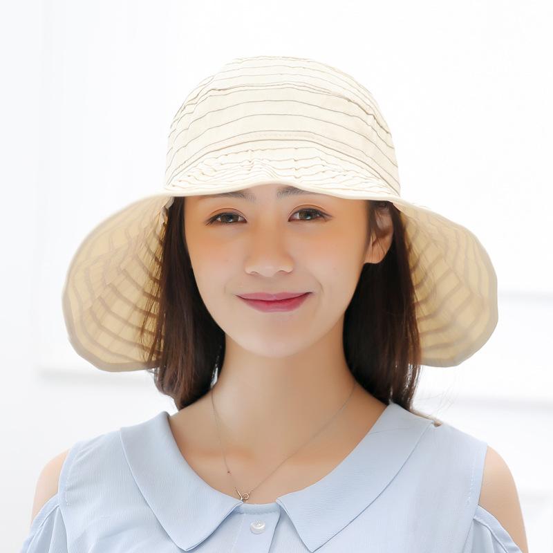 Sonnenhut Damen Stoffhut Sommer Leerer Oberteil Große Krempe Sonnenhut Faltbar Reise Strand Bergsteigerhut Sonnenhut