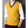Colete Suéter Masculino Estilo Preppy Gola V Sem Mangas Moda Campus Pulôveres Corte Clássico Regata